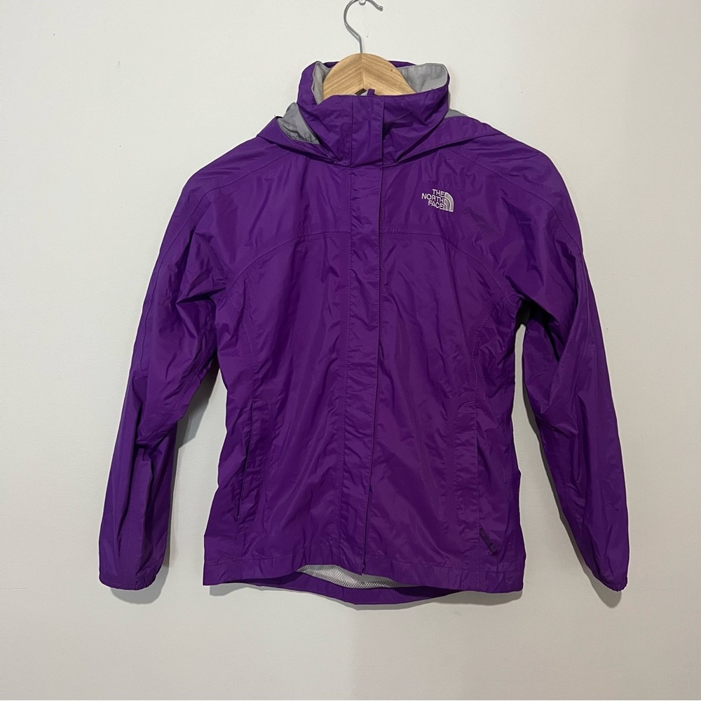 The North Face Jacket Girls M 10/12 Windbreaker Hooded Hyvent Full Zip Purple